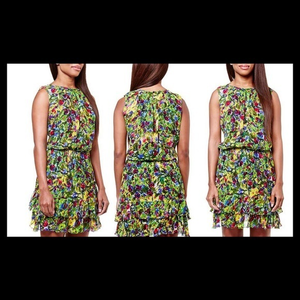 DONATING 03-15 Nicole Miller green and yellow pastel spring‎ dress